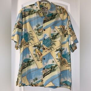Three Palm Mens Hawaiian‎ Shirt Size Medium